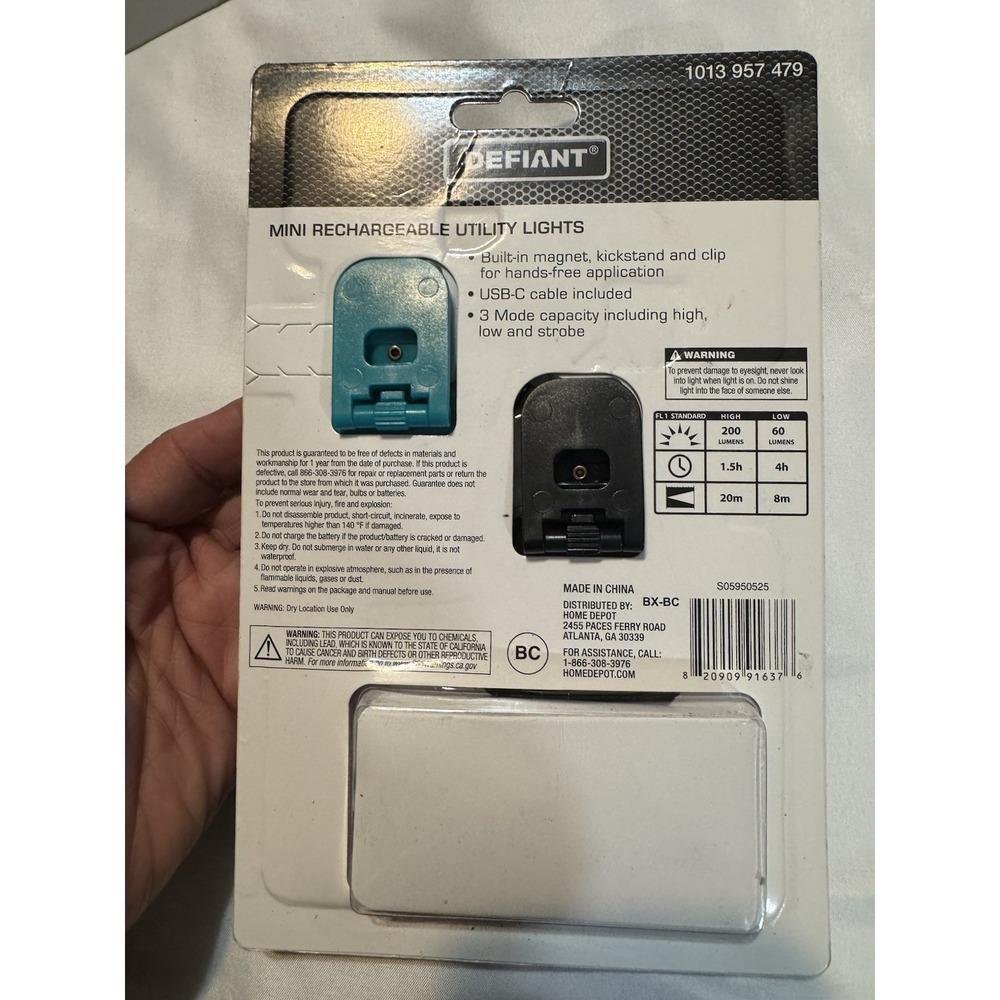 Defiant 2-pack 200 Lm Mini Rechargeable Multi Use Utility Light With Key Ring - Picture 2 of 3